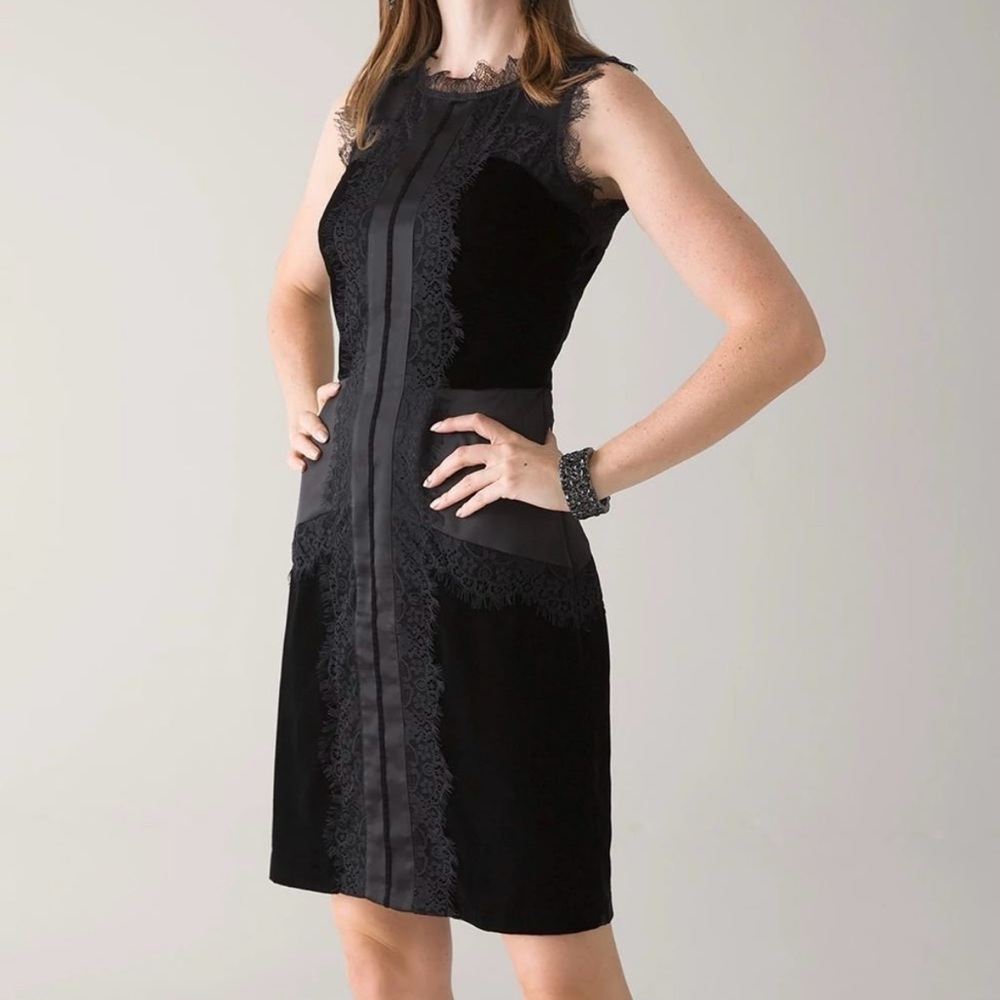 White House Black Market Velvet Lace Sleeveless Dress Size 4